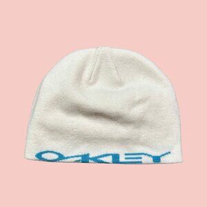 Vintage Oakley Y2K Beanie Hat White Blue One Size - Gorpcore / Skiing / Ski